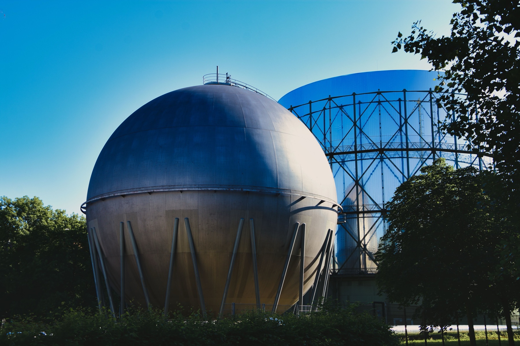 Industrial anaerobic digestion tanks used to produce biogas