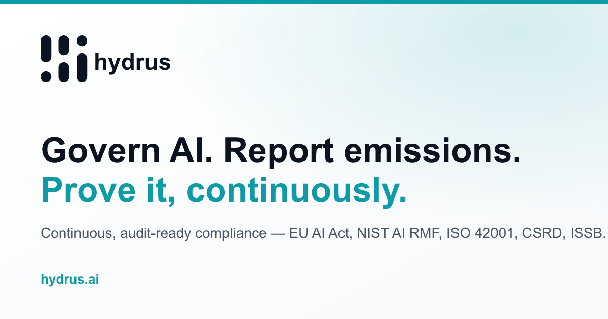 Hydrus - AI governance and sustainability evidence